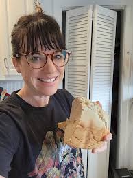 Ignore the messy/greasy hair with a Cindy Lou Who vibe at the top, the open  pantry....and the "bread" in my hand🤣 (Why did I post this picture again?)  But this is the