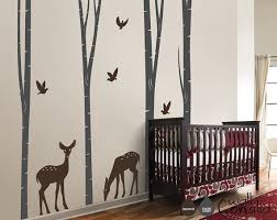 Birch Tree Wall Decal Nursery Birch Trees Wall Decal Nursery Tall Trees Sticker With Deer Etsy Nursery Wall Decals Tree Nursery Wall Decals Baby Nursery Wall Decals
