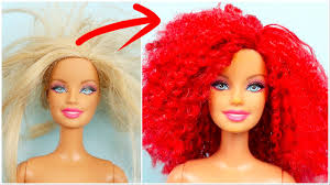 Ideally set up on a table or outside on old towel. Gorgeous Barbie Hairstyles How To Make Red Doll Hair With Hair Dye Youtube