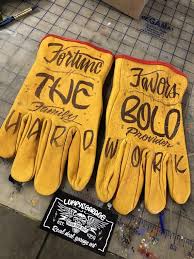 Hand Painted Garage Art Your Lettering Leather Work Gloves Leather Work Gloves Tattoo Style Art Garage Art