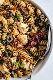 Simple Pesto Pasta Salad With Chicken Recipe Healthy Pasta Recipes Easy Pasta Recipes Pasta Salad