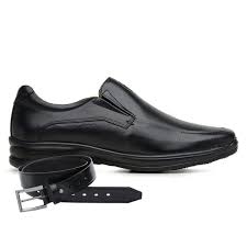Sapato Jota Pe Preto 3d Air Soft Space Cinto De Couro Madok