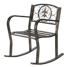 Vingli outdoor rocking chairs with antique brown finish, patio garden iron art scroll rocker for courtyards, pools, lawns, balconies and beaches 2.8 out of 5 stars 12 $89.95 $ 89. Zimtown Retro Black Fleur De Lis Rocking Chair For Garden Patio Yard Walmart Com Walmart Com