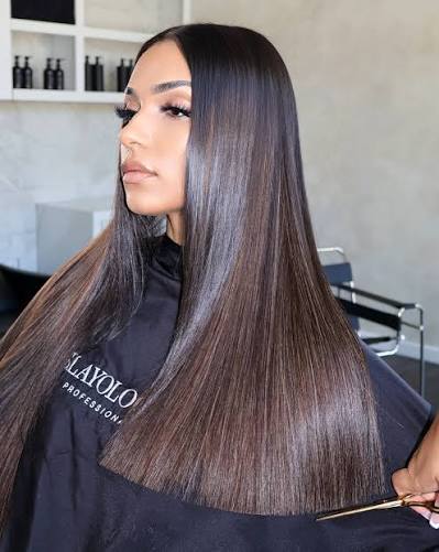 She can beat me but, she cannot beat my middle part sleek straight hair! @wickedrootshair Tape Extensions did not disappoint for that perfect ash brown color match, get color Dark chocolate ash