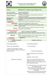 8th grade data analysis & probability skills prior standards implementation. Pdf Lesson Plan For Basic Concepts Of Probability