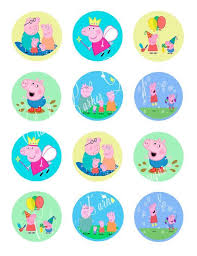 Peppa Pig Cupcake Toppers Peppa Pig Birthday Party Peppa Pig Stickers Peppa Pig Cupcake Topper