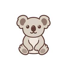 Cute Cartoon Baby Koala Drawing Funny Little Koala Sitting Simple Koala Drawing Baby Animal Drawings Koala Illustration