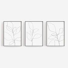 Black And White Botanical Prints Framed Black And White Botanical Line Drawing Set Of 3 Prints Framed Etsy In 2020 Botanical Line Drawing Botanical Wall Art Drawing Set