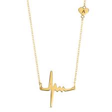 Heartbeat With Offset Heart Initial Necklace In Sterling Silver With 14k Gold Plate 1 Initial Zales Initial Necklace Heartbeat Necklace Gold Heartbeat Necklace