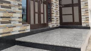 Example of a huge trendy granite floor entryway design in san diego with beige walls and a medium wood front door like the texture contrast on the bernard andre' example of a transitional granite floor mudroom design in san francisco with white walls i like the look of this one with the colour. Indian Granite Floor And Staircase Design With Wall Elevation Tiles Design With Price Youtube