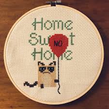 When i do these projects with the girls, i encourage them fill in the white backgrounds with white cross stitch instead of leaving it unstitched. Corona Cross Stitch Cross Stitch Cat Cross Stitch Pattern Cat Cross Stitch