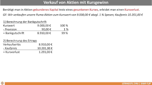 ++ diese alte börsenweisheit bedeutet: 9 1 14 Verkauf Von Aktien Mit Verlust Buchung Youtube