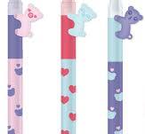 M&G "ADORABLE PET" Retractable Erasable Gel Pen 0.4mm. Super cool BEAR  shape clip. Crystal Blue Ink. (5 per pack)