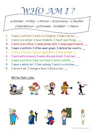How to play the who am i esl game to practise the present simple, past simple, or present perfect continuous. Who Am I Jobs English Esl Worksheets For Distance Learning And Physical Classrooms