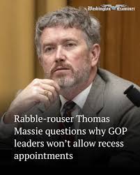 Rep. Thomas Massie (R-KY), the libertarian who has fallen out of favor with  President Donald Trump and been a thorn in leadership's side, suggested  that GOP leaders are the ones standing in
