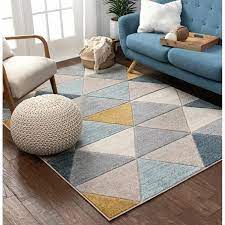 Ruby Geometric Blue Mint Ivory Area Rug In 2021 Modern Rugs Living Room Area Rugs Modern Rug Pattern