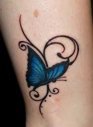 Set of different colored butterflies. Blue Butterfly Tattoo Design