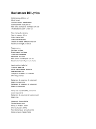 Badtameez Dil Lyrics Yeh jawaani hai deewani music: badtameez dil lyrics