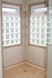 These Windows Allow Excellent Light Into The Shower While Still Maintaining Privacy Window In Shower Bathroom Window Treatments Glass Block Windows