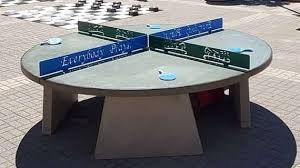 2) folding ping pong table. Permanent Outdoor Ping Pong Foosbal Cornhole Chess More