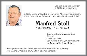 Traueranzeigen von Manfred Stoll