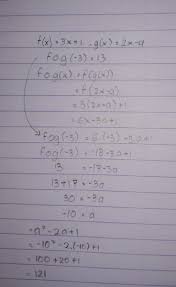 Diketahui F X 3x 1 Dan G X 2x A Fog 3 13 Nilai Dari A 2 2a 1 Brainly Co Id