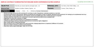 contract administrator resume sample