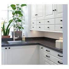 The linseed oil is applied to the worktops with a foam roller fed and evenly. Saljan Countertop Black Marble Effect Laminate 98x1 1 2 Ikea Black Kitchen Countertops White Cabinets Black Countertops Marble Countertops Kitchen