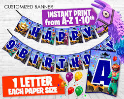 Free Printable Fortnite Happy Birthday Cards Fortnite Banner Happy Birthday Banners Happy Birthday Parties Birthday Party Banner