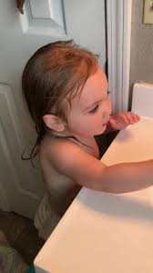 Lily’s has been watching her mommy’s new morning routine