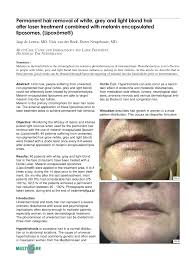 Pdf Permanent Hair Removal Of White Grey And Light Blond Hair After Laser Treatment Combined With Melanin Encapsulated Liposomes Lipoxome