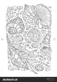 Seashell Pattern Art Zentangle Coloring Page For Adults 376526224 Shutterstock Seashells Patterns Coloring Pages Pattern Art