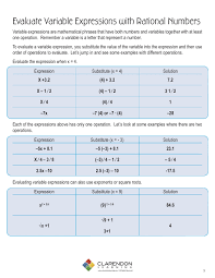 Algebraically and evaluate these expressions for. Evaluate Variable Expressions With Rational Numbers Lesson Plan Clarendon Learning
