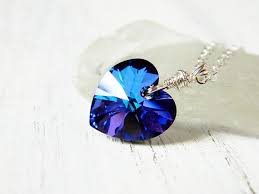 Midnight Blue Crystal Heart Necklace Indigo Royal Blue Necklace Heliotrope Swarovski Heart Penda Crystal Heart Necklace Swarovski Heart Pendant Swarovski Heart