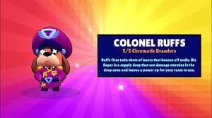 Throws out a certain station that causes a missile strike, after which a shield appears, as soon as ruffs picks it up, gets 700 health (it also seemed to me that the damage. Colonel Ruffs Unlock Animation Brawl Stars Shorts Youtube