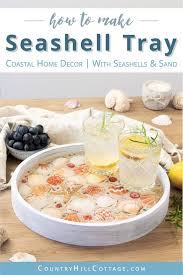 Made of wood and coated with an abundance of seashells. How To Make A Diy Beach Tray With Seashells Seashell Serving Tray