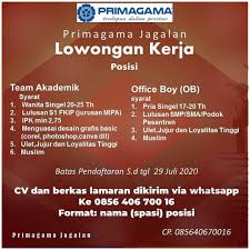 8 lowongan kerja lulusan smp bulan juli 2021.sebanyak 8 lowongan kerja lulusan smp dan yang berhubungan dengan loker lulusan smp, rekrutmen lulusan smp, peluang kerja lulusan smp, peluang berkarir lulusan smp, pekerjaan lulusan smp di loker.my.id. Lowongan Kerja Primagama Jagalan Di Solo Info Loker Solo