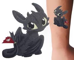 Toothless Night Fury Diy 3 Tall Temporary Body Art Tattoo Sticker Set Of 2 Ebay See more ideas about toothless, toothless tattoo, how train your dragon. toothless night fury diy 3 tall