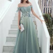 Ball dresses women gown party. Light Blue Gradient Tulle Off Shoulder Prom Dress With Long Sleeve Retro Formal Party Evening Dress Gown Vintage Bridal Dress Made Usa 2020 In 2021 Green Prom Dress Ball Dresses Mint Green Prom