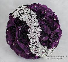 17 piece package silk flower wedding bridal bouquet picasso calla lily purple wt. Brooch Bouquet Purple And Silver Wedding Brooch Bouquet Etsy Purple And Silver Wedding Purple Wedding Bouquets Purple Brooch Bouquet