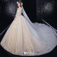 Maybe you would like to learn more about one of these? Viktorianischer Stil Champagner Hochzeits Brautkleider Hochzeitskleider 2020 Ballkleid Durchsichtige Stehkragen Geschwollenes Lange Armel Ruckenfreies Applikationen Blumen