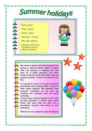 My Summer Holidays English Esl Worksheets Holiday Worksheets Holiday Writing Summer Holiday