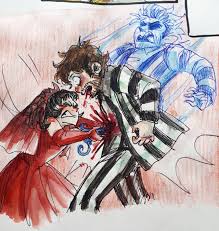 They have a cozy house with a garden and spend their days together until both die in a minor car accident. Film Is My World The Stage Is My Home Beetlejuice Fan Art Beetlejuice Movie Beetlejuice Cartoon