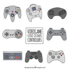 Set Of Hand Drawn Video Game Controllers Hand Drawing Video Video Game Drawings How To Draw Hands