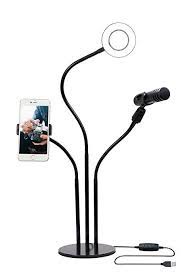 Ring Light For Makeup Ring Light Desk Stand With Cell Phone Holder And Mic Clip 3 In 1 Selfie Solut Cell Phone Holder Ring Light For Makeup Selfie Ring Light