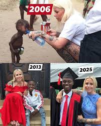 Anja Ringgren Løvén, aktivis Denmark, menyelamatkan Hope, anak Nigeria yang  ditinggalkan keluarganya akibat dituduh sebagai penyihir dan mengalami  kekurangan gizi parah pada 2016. Foto Anja memberi air kepada Hope yang  kurus kering