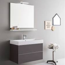 Lo specchio per il bagno è un elemento d'arredo fondamentale. Mobile Da Bagno Sospeso Moderno Da Cm 80x45 Con Specchio Mensola E Faretto Led