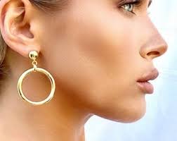 Rare Vintage Pink Jeff Lieb Door Knocker Statement Earrings