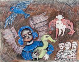 Mirka Mora | Angel Epiphany With Three Wise Girls (ca. 1980) | For Sale |  Artsy