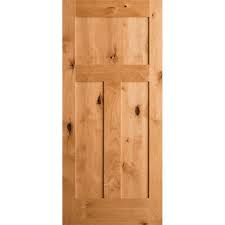 Krosswood Doors 18 In X 80 In Craftsman Shaker Knotty Alder 3 Panel Solid Wood Core Right Hand Single P Wood Doors Interior Doors Interior Craftsman Interior